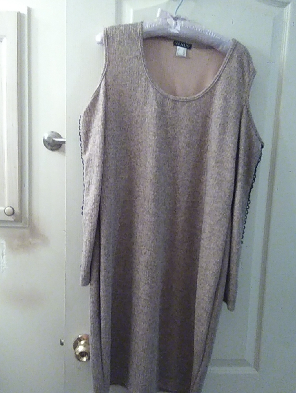VINITY Taupe Knit Cold-Shoulder Dress
